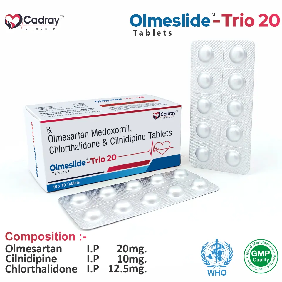 Olmesartan 20 mg + Cilnidipine 10 mg + Chlorthalidone 12.5 mg Tablet PCD Franchise